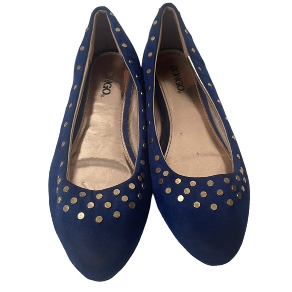 Bongo Womens Cobalt Blue Flat Velour Shoes with Silver Studs Size 8M